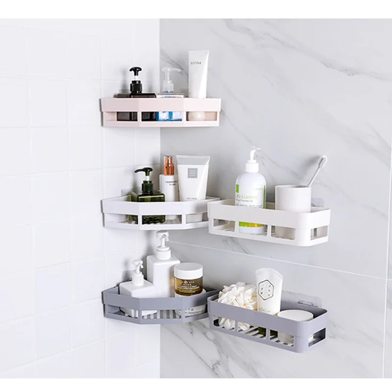 Details about   Bathroom Shelf Corner Shelves Shampoo Holder Rack Mess Shower  