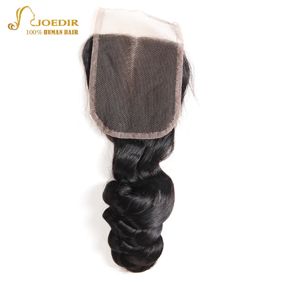 Joedir свободные волнистые в наборе с закрытием перуанское неплотное переплетение пучков волос с закрытием человеческие волосы пучки с закрытием не Реми