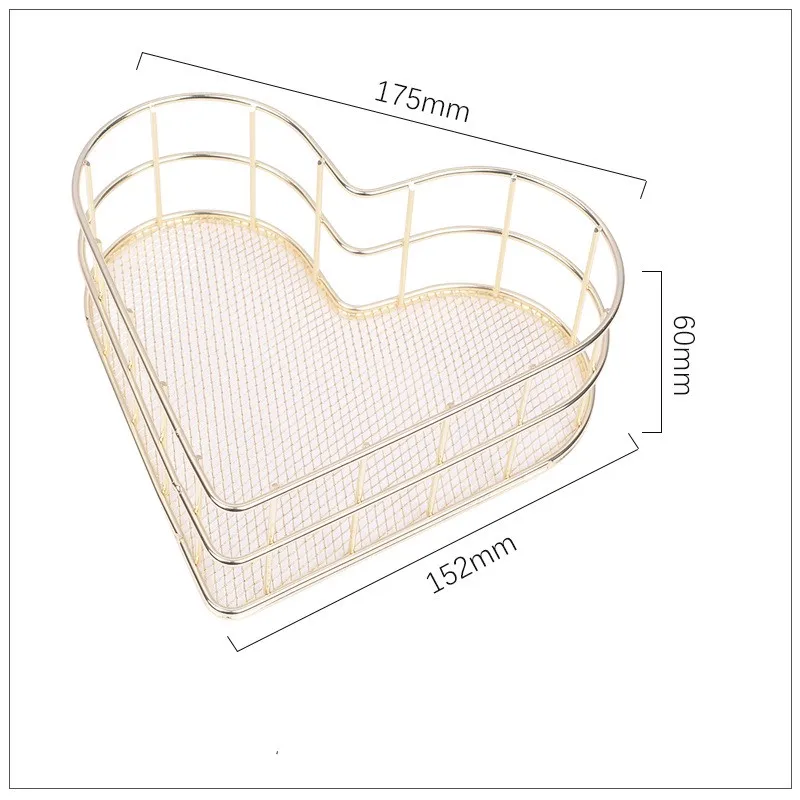 Железный художественный органайзер для макияжа, розовый золотистый в форме сердца, корзина для хранения косметики, туалетный столик, органайзер для макияжа, косметический Органайзер, коробка - Цвет: gold