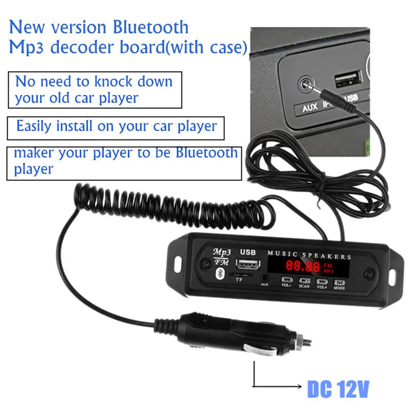 

DIY 12V Car Radio Modification MP3 Player Decoder Board Wireless Receiver FM Module Support FM TF USB AUX Adapter Car Speaker
