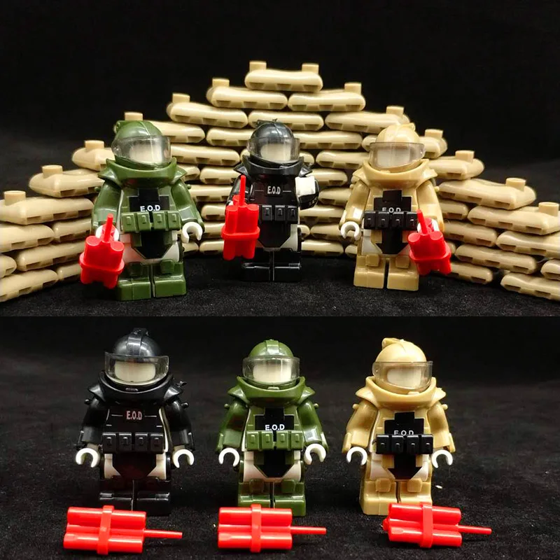 

DIY Military EOD Suit Model Bricks SWAT Helmet Army Soldiers Building Blocks Weapon Bomb Accessories Blocks Toys LegoINGlys