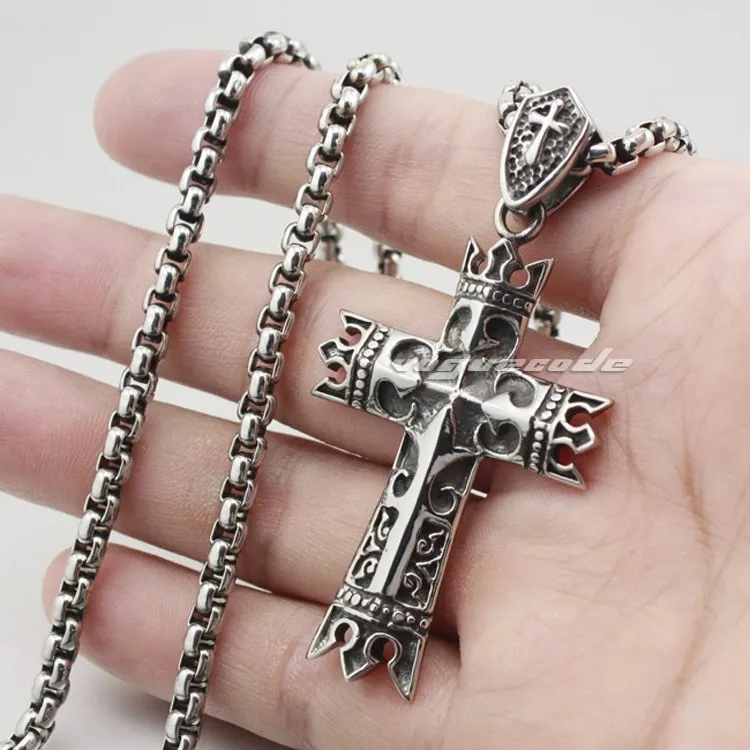 

King Crown Knight Cross Solid 316L Stainless Steel Pendant 4T020_#24''