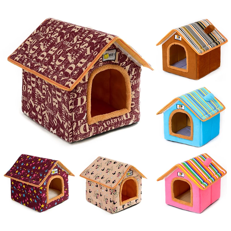 Small Dog Bed House Dogs Cage Kennel Detachable Pet Mat Tent Cat Blanket Washable Filling Spongia Dog Beds for Large Dogs