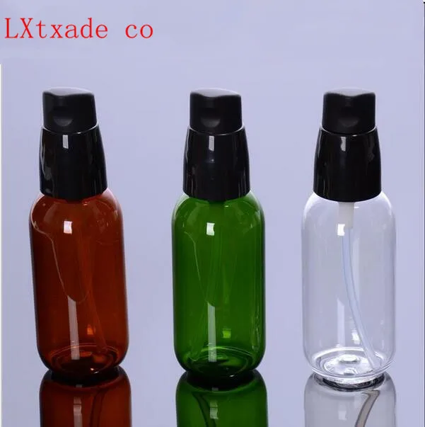 Free Shipping New 50ml Green Brown Clear Plastic Pump Bottles Shanpoo Cream Cosmetic Emulsion Small Sample Empty Pack Containers | Красота и