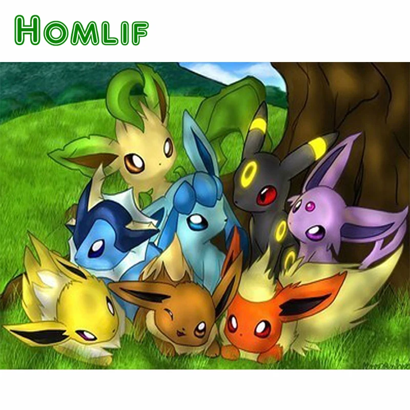 

HOMLIF 3D DIY Square Diamond Embroidery Painting Cartoon Pokemon Genie 100% Full Mosaic Diamond Painting Home Wall Art For Gift