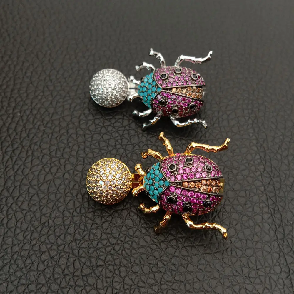 

Cubic Zircon Micro pave beetle fixed interlayer clasp clip double connector DIY Jewelry Findings