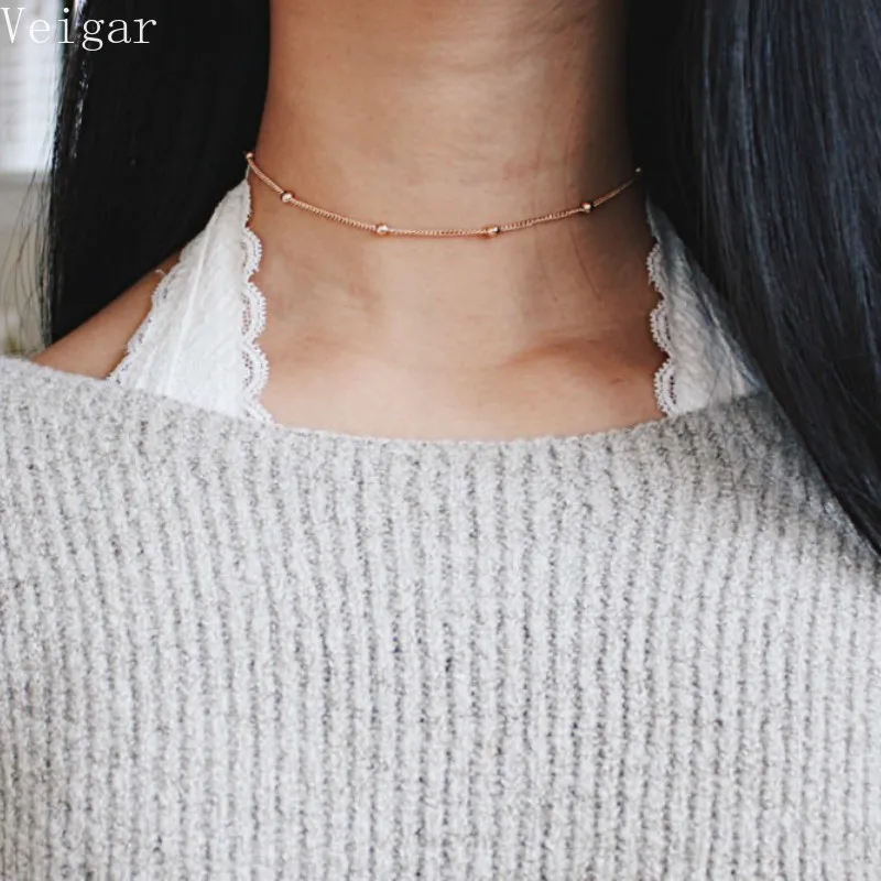 

Gold Silver Color Beads Chocker Women Necklace 2018 Fashion Jewelry Chokers Necklaces Bijoux Femme Collier Ras Du Cou