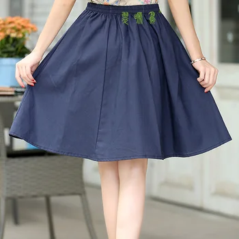 

Shanghai Story New leisure body linen solid elastic waist grey swing skirt in the bust clothing wholesale length 55cm 9 color
