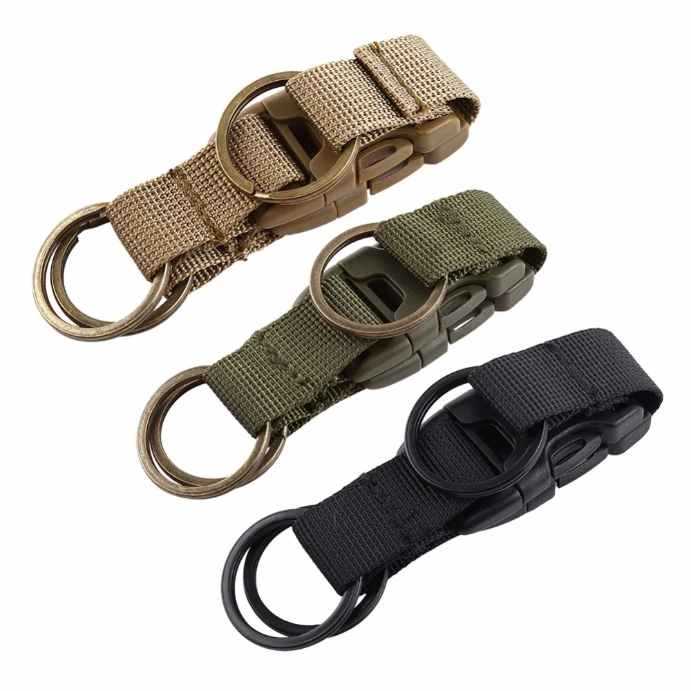 Nylon Clip Carabiner Double Keychain Quick Release Buckle Hanging Belt