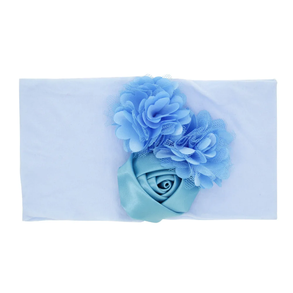 6 цветов; Милая Детская повязка на голову с розами; аксессуары для волос; эластичные повязки для волос принцессы для новорожденных; детские повязки на голову - Цвет: Blue