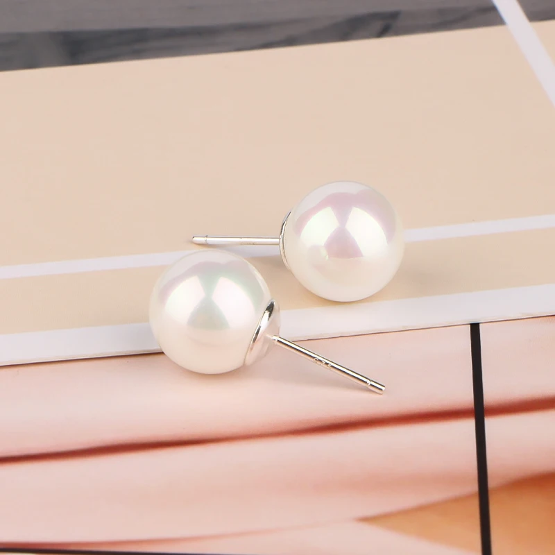 CHUKUI Silver 925 Jewelry Real Pure 925 Sterling Silver Earrings 925 Pearl Stud Earrings For Women Girl Oorbellen 4-12mm (4)