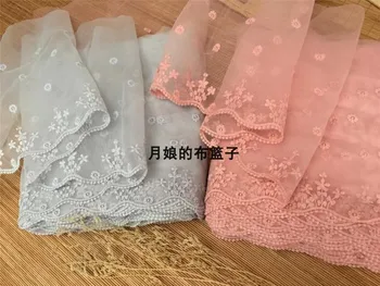 

Gray/pink mesh embroidery clothing lace accessories lace 22 cm wide