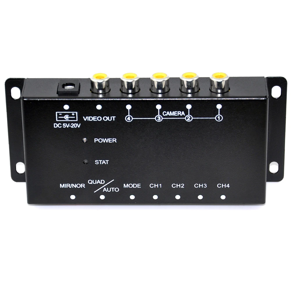 Universal Car 4-Way Video Switch Parking Camera Image Split-Screen Control Box