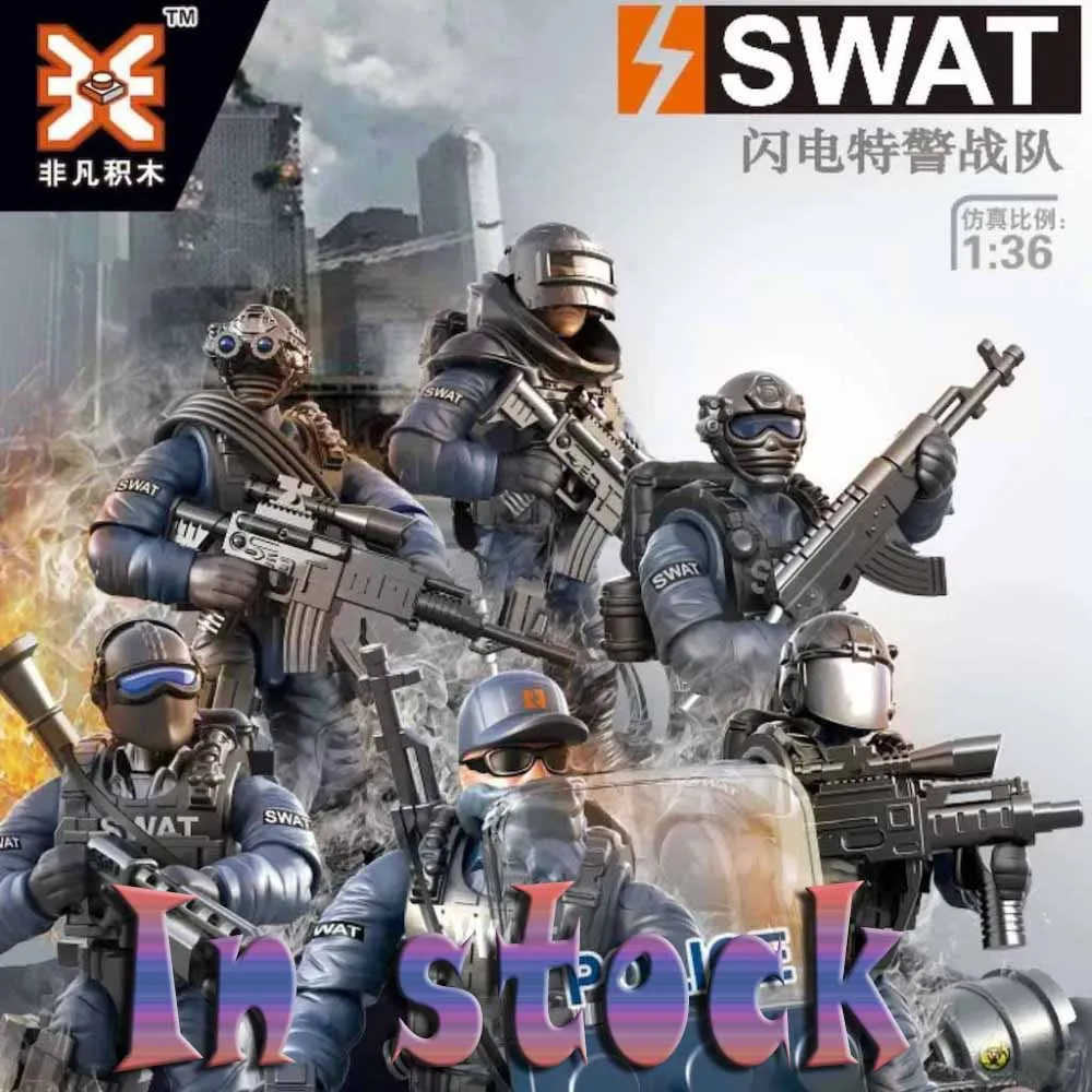 

6pcs/lot Kennie NEW Movable Lightning Special Police Team third-party army Soldier Army Model Building Blocks Figures Boys Gifts