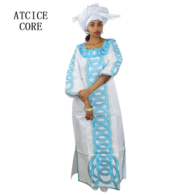 Африканские платья для женщин базен riche вышивка дизайн длинное платье LA109