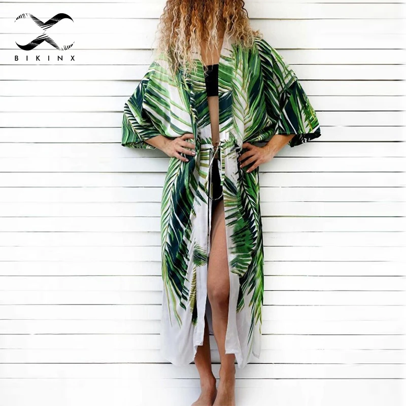Bikinx Лето 2019 Новая мода Пляжная накидка кафтан саронг купальный костюм длинное