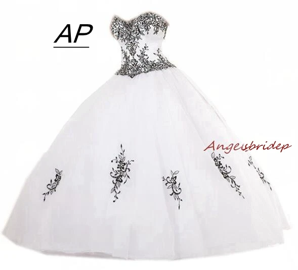 

ANGELSBRIDEP Sweet 16 Black Embroidery Debutante Gowns 2019 Unique Sweetheart Full-Length Formal Quinceanera Dresses Party Gowns