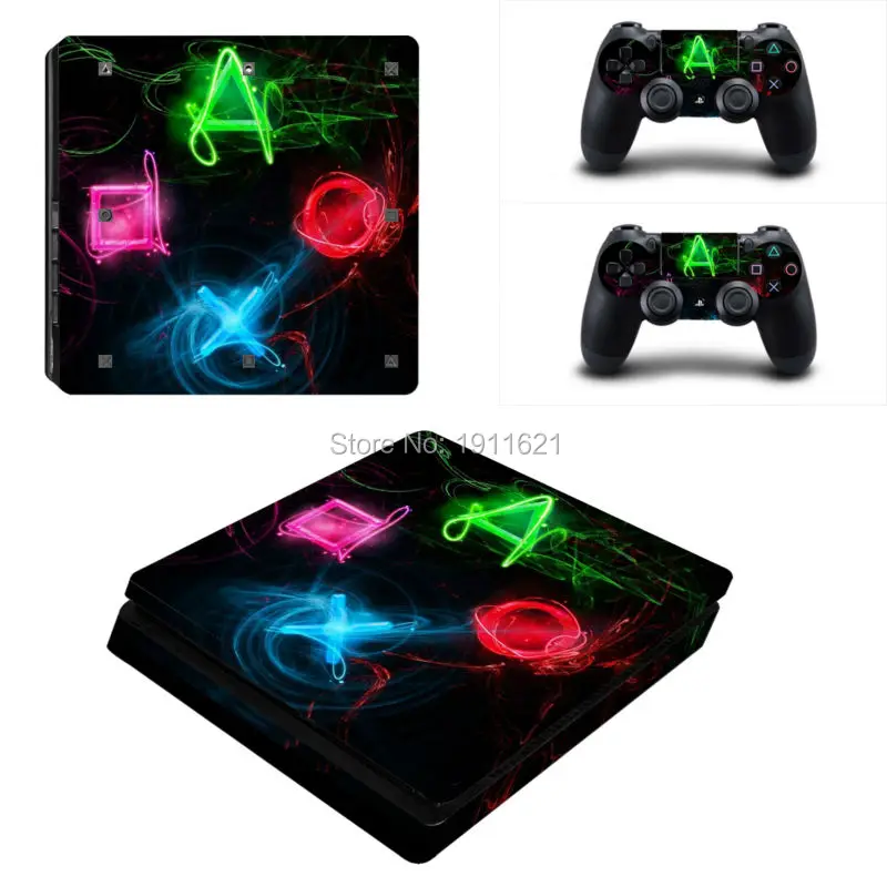 

New Design Vinyl For PS4 Slim Sticker For Sony Playstation 4 Slim Console+2 Controller Stickers For PS4 Slim Skin Decal
