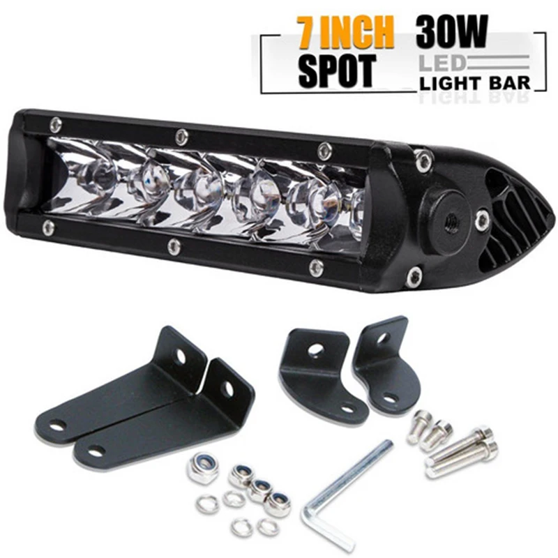

7 Inch Single Row Led Light Bar Spot Beam Driving Work Fog Light Bar Corvette Pickup 4 wheeler motorcycle Polaris RZR truck