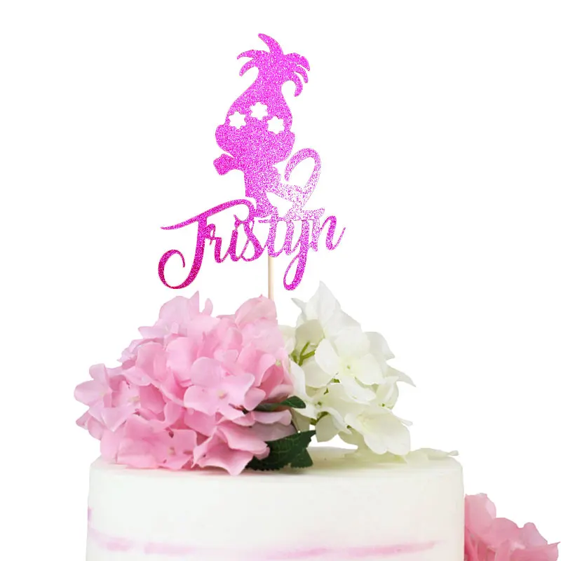 Poppy Cake Topper Glitter Girl Birthday Party Decorations Decoration Personalized Name | Дом и сад