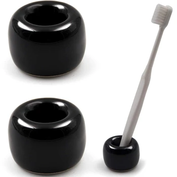 

Handmade Toothbrush Holder Ceramic Mini Toothbrush Holder Black