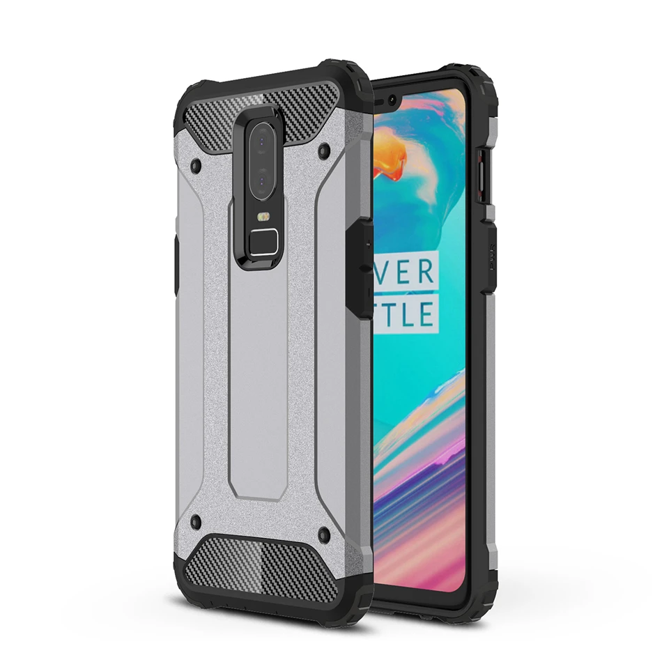 cheap Neo Hybrid Rugged Armor Case for Oneplus 6T 6 Carbon Fiber Design Reinforced Hard Bumper Frame Silicone Rubber Cover Fundas