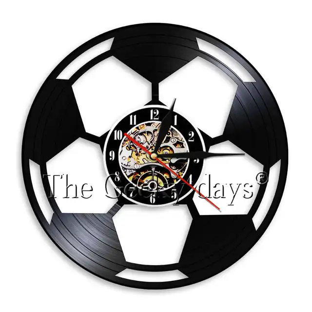 Football Wall Clock Soccer Vinyl Record Clock Sport Wall Watch Clock