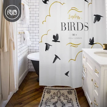 

LIANG QI Nordic polyester shower curtains gold bathroom curtains bathroom curtains waterproof thickened mildew divider curtain