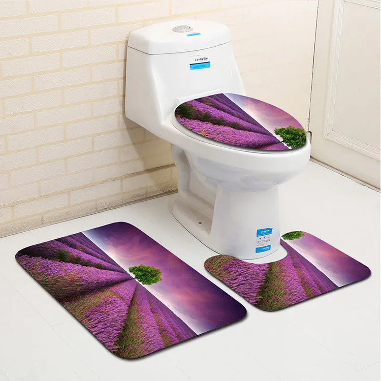 3 шт. фиолетовый шар цветок Banyo ванная комната ковер Туалет U коврик для ванной комплект нескользящий коврик Tapis Salle De Bain Alfombra Bano - Цвет: As Picture