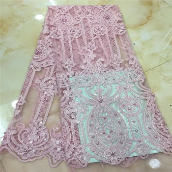 

VILLIEA Nigerian Lace Fabric 2018 High Quality Lace Beige Tulle French Laces Fabric For Wedding Dress African Lace Fabric