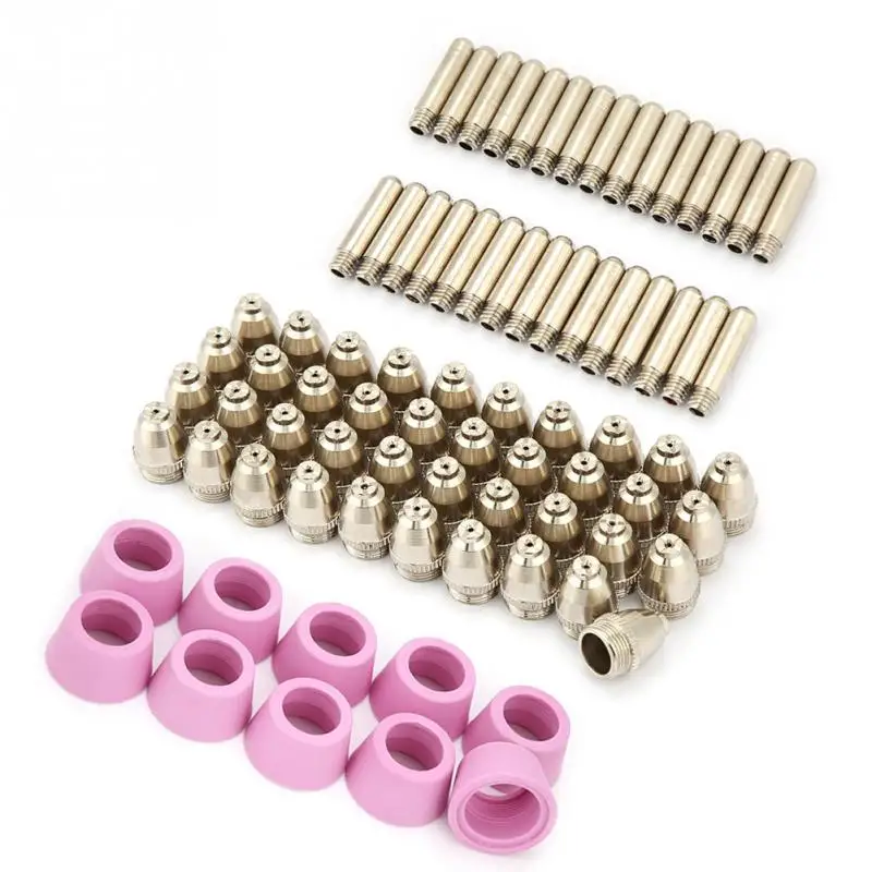 80pcs/set AG60 SG55 Plasma Cutter Cutting Torch Consumables Electrode Nozzles Cups Kit Hafnium wire
