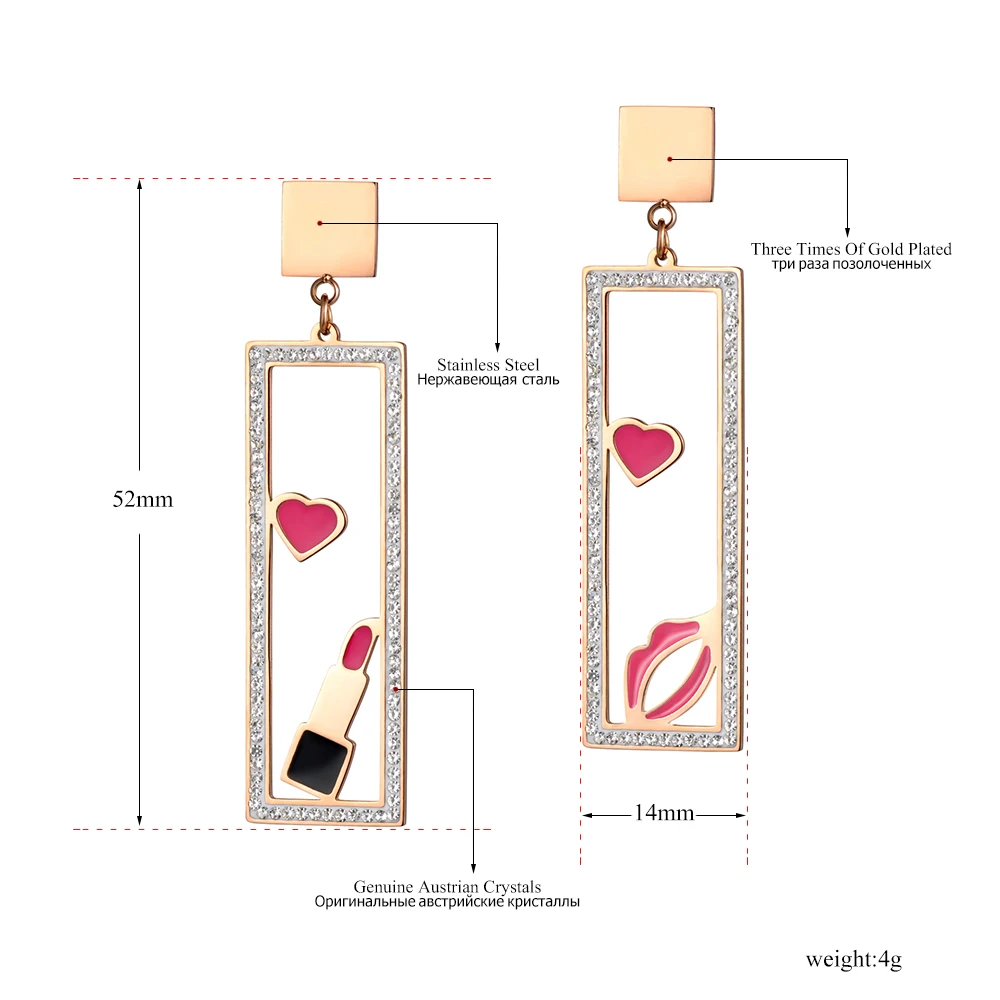 ZooMango Makeups Элементы Ювелирные изделия розовые губы и помада с Стразы чехол из