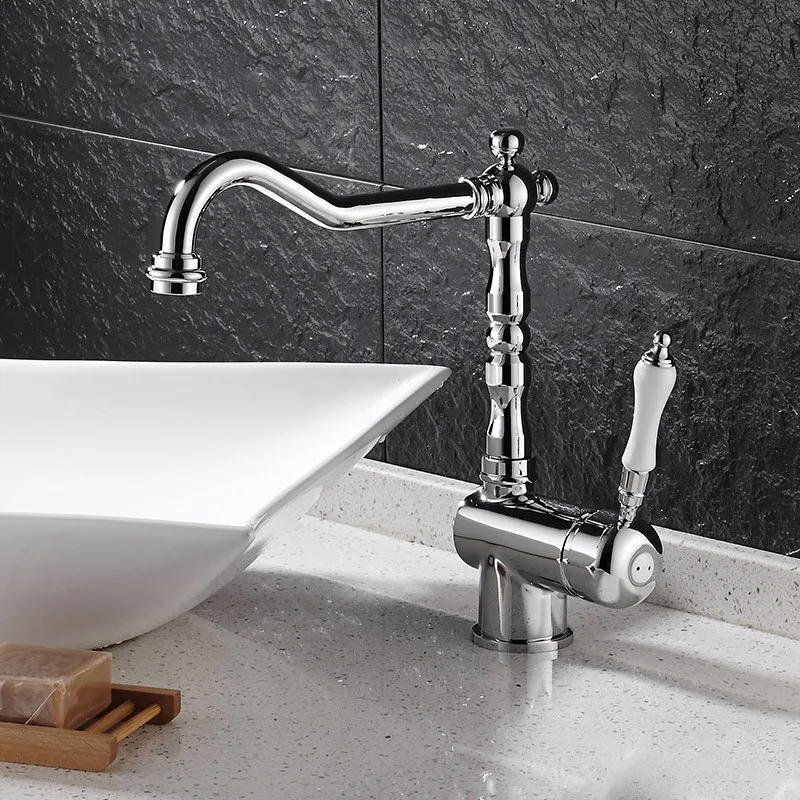 

Chrome kitchen faucet,all copper cold and hot faucet ,single handle vegetables deck mounted 360 degree rotation mixer tap