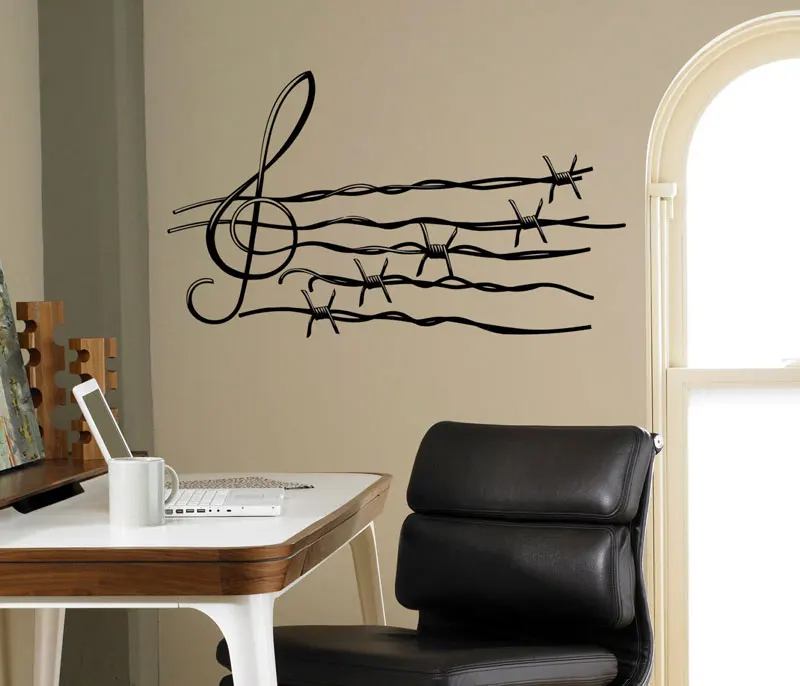 Musical Notes Wall Decal Barbed Wire Vinyl Sticker Music Art Decor Home Interior Housewares Room Office Design YY09 Musical Notes Wall Decal Barbed Wire Vinyl Sticker Music Art Decor Home Interior Housewares Room Office Design YY09