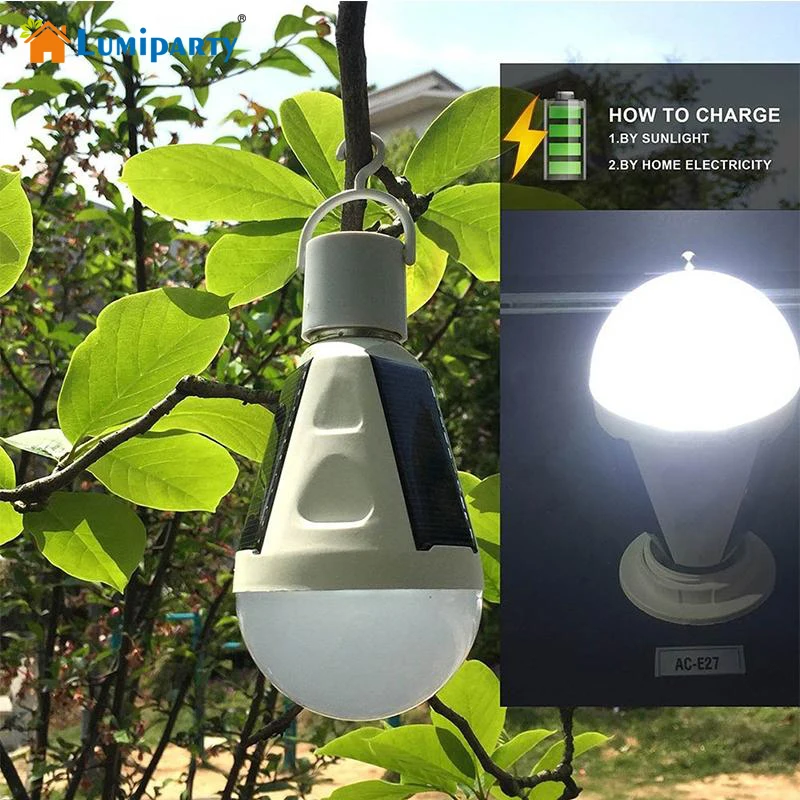Lumiparty New Rechargeable 16 Led Solar Light Bulb Hook Lamp