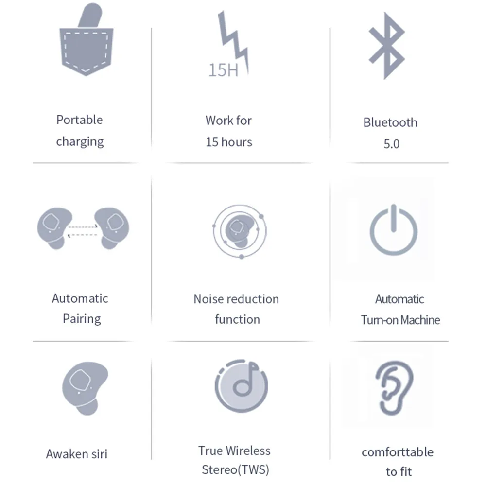 Mini Bluetooth 5.0 Earphone Wireless bluetooth subwoofer Stereo earphones Sports headset Support Automatic pairing Smart Phones