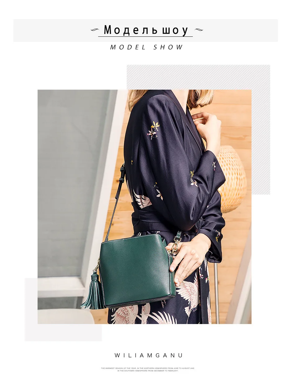 Zency повседневная женская сумка через плечо из натуральной кожи Модная коричневая дамская сумка с кисточкой простая маленькая сумка на плечо