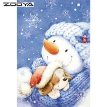 

ZOOYA Diamond Embroidery 5D DIY Diamond Painting Rhinestone Mosaic Cross Stitch Snowman And Dog Animal Hobby AT1324