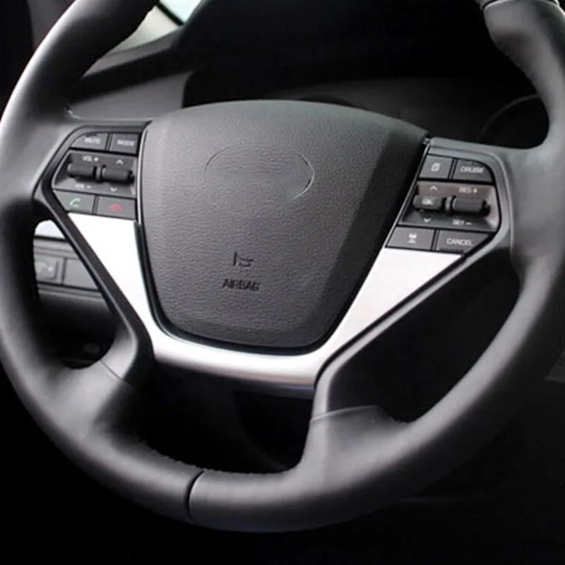 

For Hyundai NiNth sonata 2015 2016 2017 ABS Matte Car Steering Wheel Frame Cover Trim Plate Sticker Accessories 1pcs