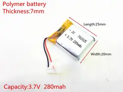Li-po 3,7 V, 280 мАч, [702025] PLIB; полимерная литий-ионная/литий-ионный аккумулятор для mp3, MP4, динамик, диктофоном, хит продаж, smart watch