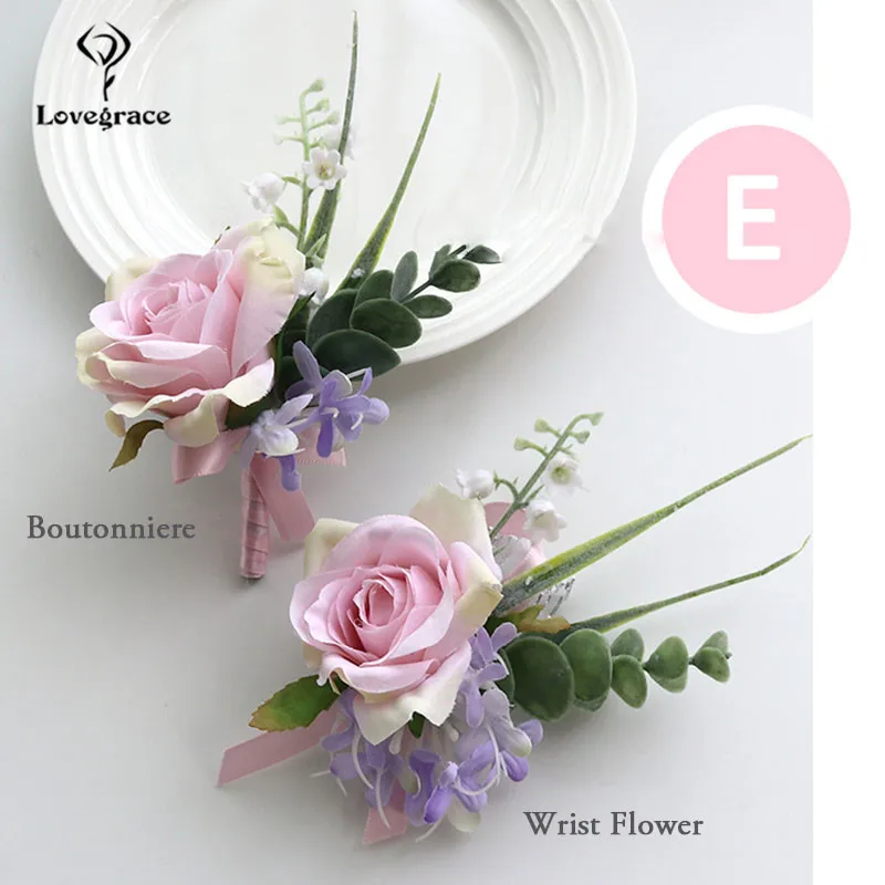 pink wrist corsages bracelet bridal boutonniere wedding flowers  (23)