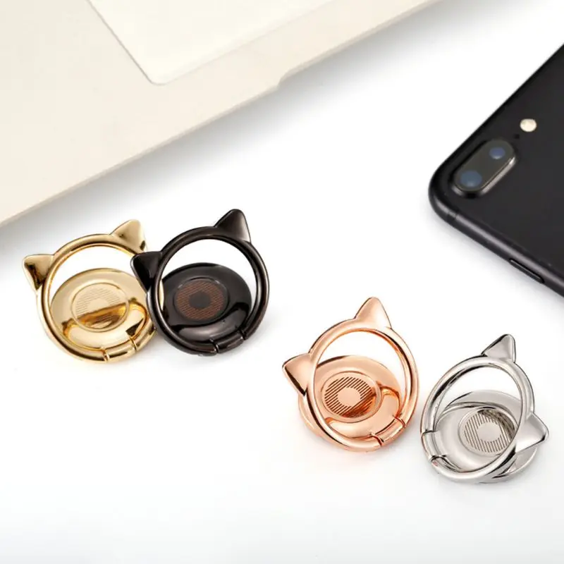 Metal Cute Cat Ear Ring Holder 360 Degree Rotary Smartphone Finger Ring Stand for Samsung iPhone Xiaomi Cellphones Metal Cute Cat Ear Ring Holder 360 Degree Rotary Smartphone Finger Ring Stand for Samsung iPhone Xiaomi Cellphones