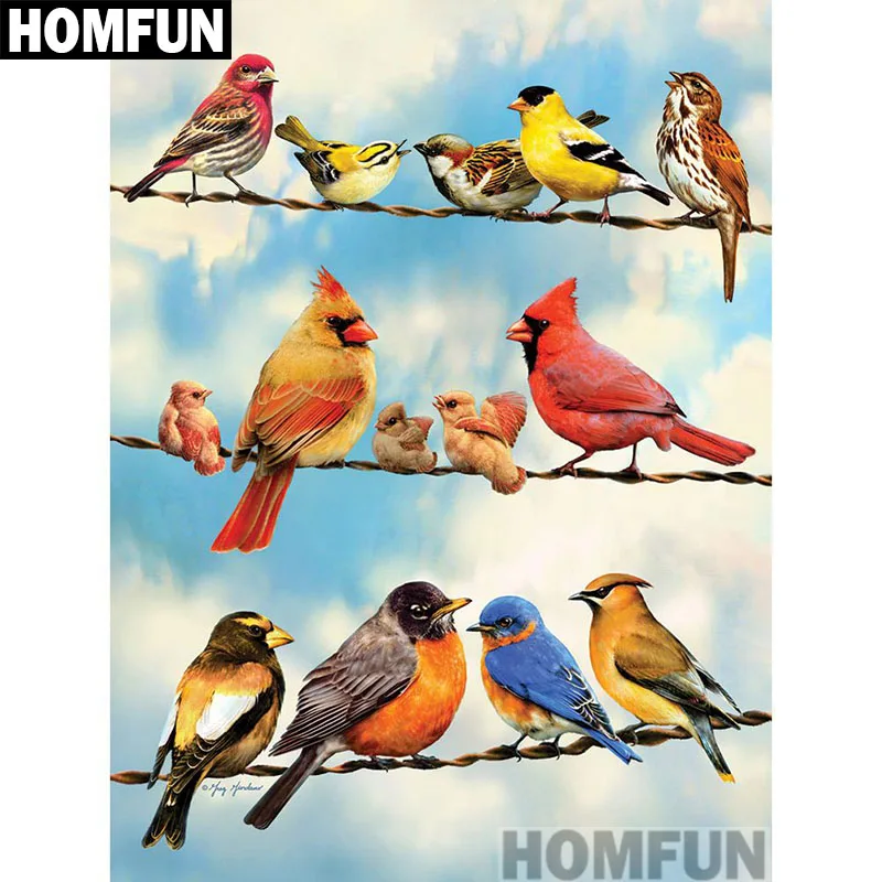 Алмазная живопись HOMFUN красочная Птица алмазная вышивка с полными