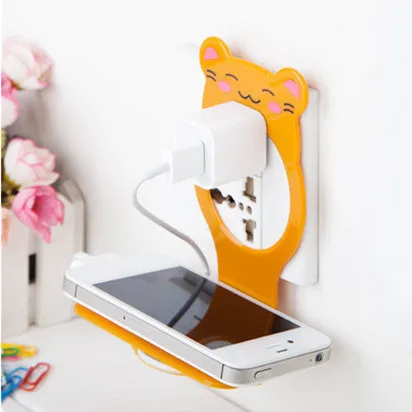 2pcs/pack Cute Animal Cartoon Wall Charger Phone Holder, 4