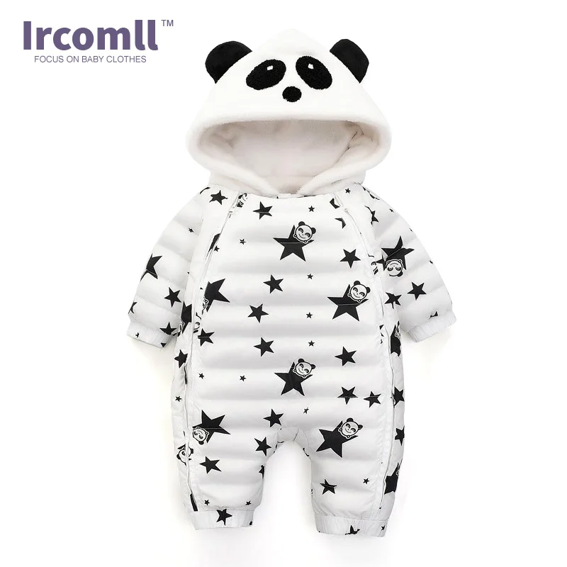 Ircomll Новый Зимний Детский комбинезон с капюшоном в виде панды и звезд для