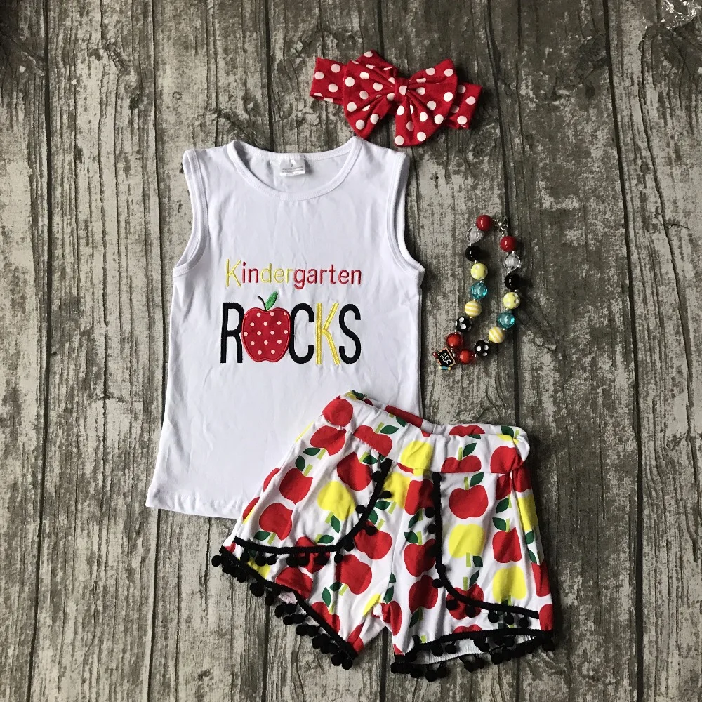 back to school otufits girl shorts Kindergarten rocks balls clothing