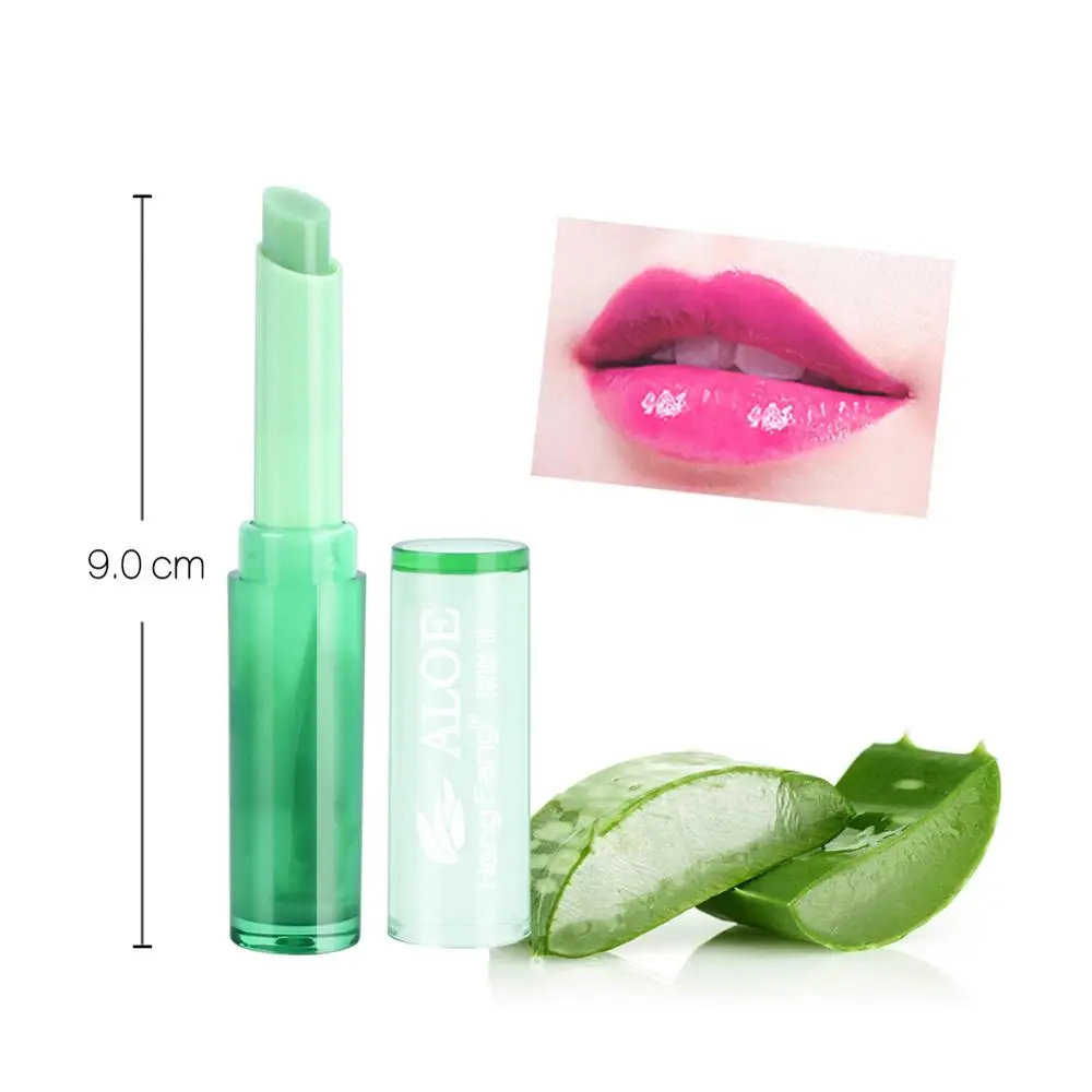 

Protect Lip Moisturizer Nutritious Lipbalm Makeup Aloe Vera Plant Lipstick Women Temperature Chang Color Lip Stick