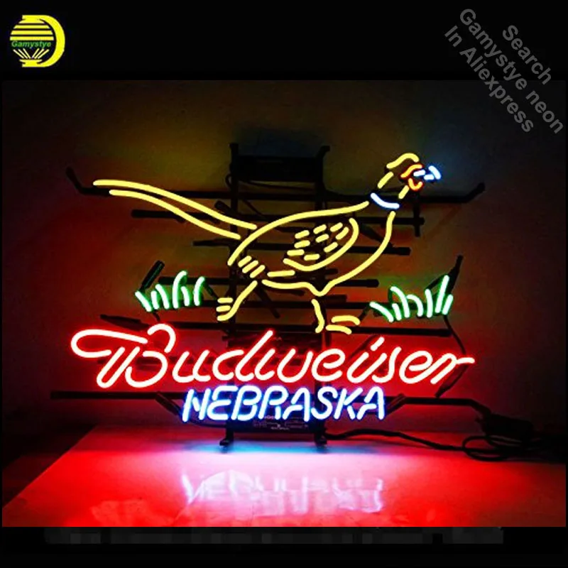 Nebraska Pheasant Hunter Budweise Neon Sign neon bulb Sign neon lights