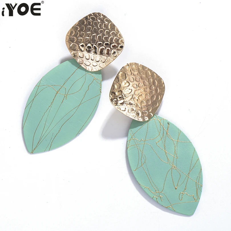 

IYOE Long Statement Earrings For Women Female Gold Geometric Graffiti Leaf Dangle Drop Earring Wedding Party Bohemia Jewelry