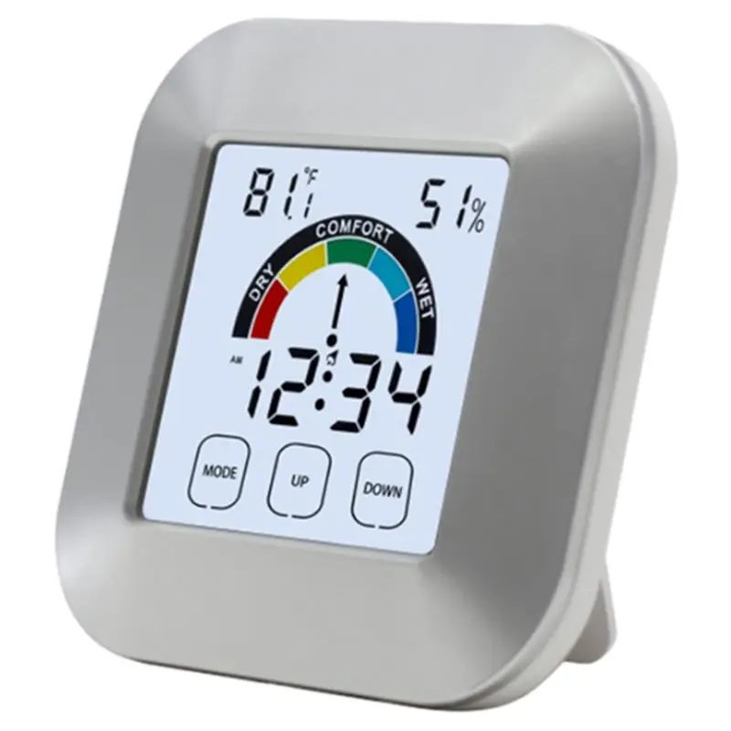 Термометр Монитор влажности Будильник с таймером цифровой Молл гигрометр Измеритель температуры датчик погоды часы с сенсорным экраном